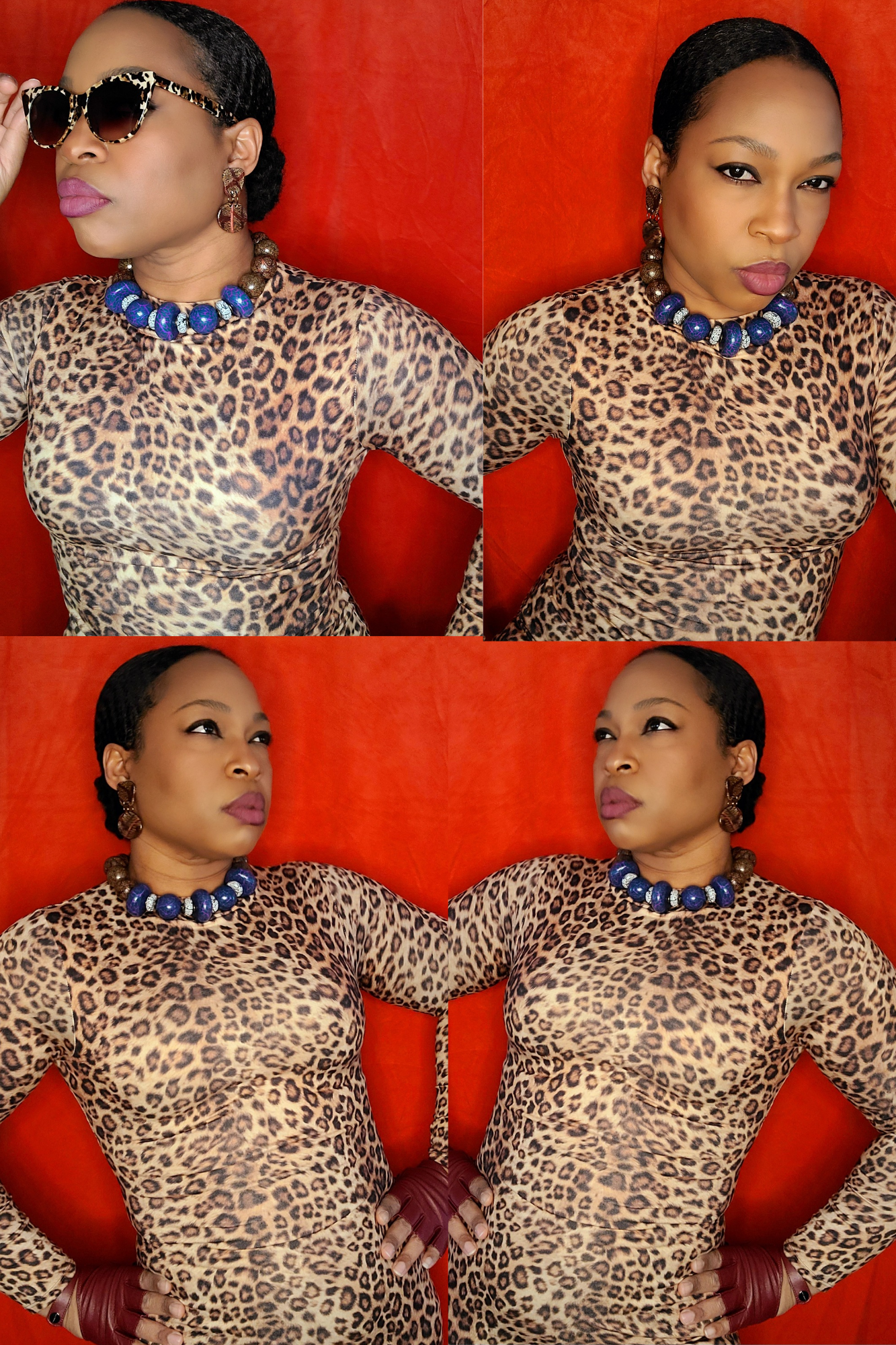 KD-0109 Chunky Artisan Statement Choker Necklace #2 (Limited Series) Animal Print