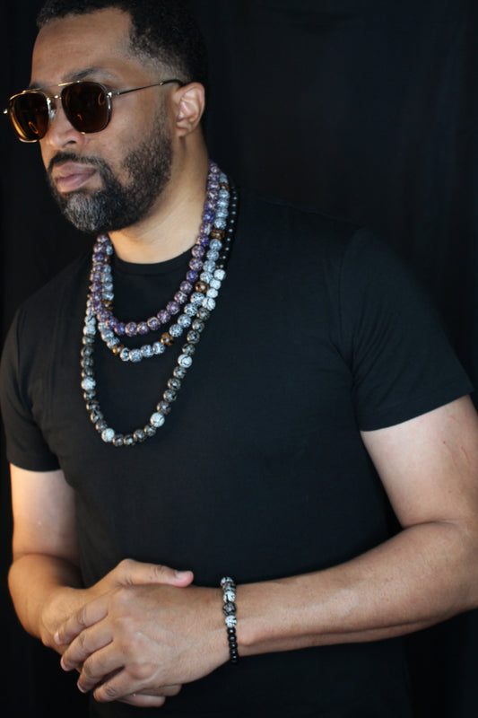 KD-SS008 The "Helix" Hand-Rolled 32 Inch, Gender Neutral, Continuous Strand Necklace