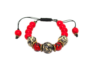 KD-SS010 The "Rebel" Red Hand-Rolled, Gender-Neutral Adjustable Bracelet