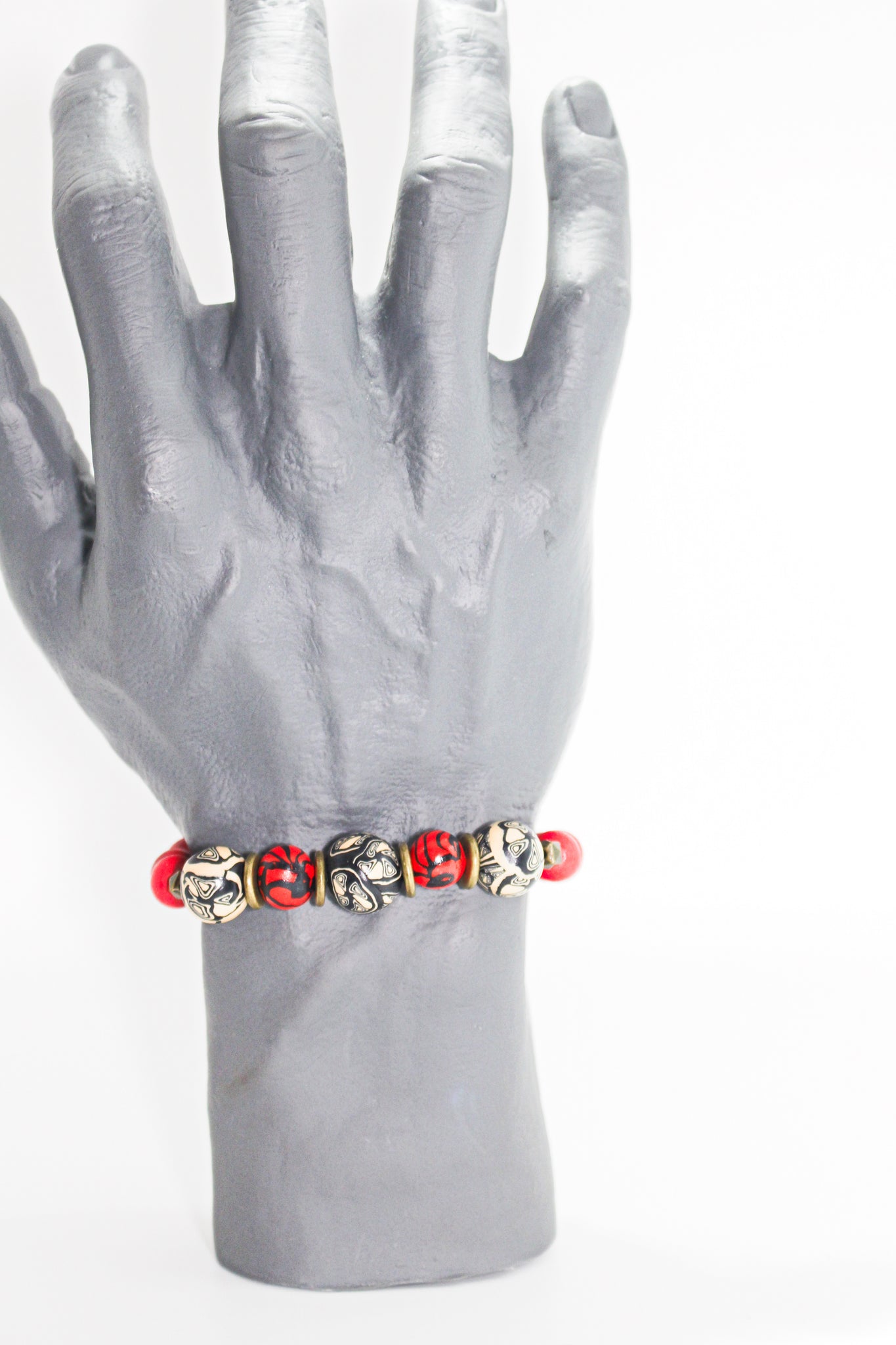 KD-SS010 The "Rebel" Red Hand-Rolled, Gender-Neutral Adjustable Bracelet