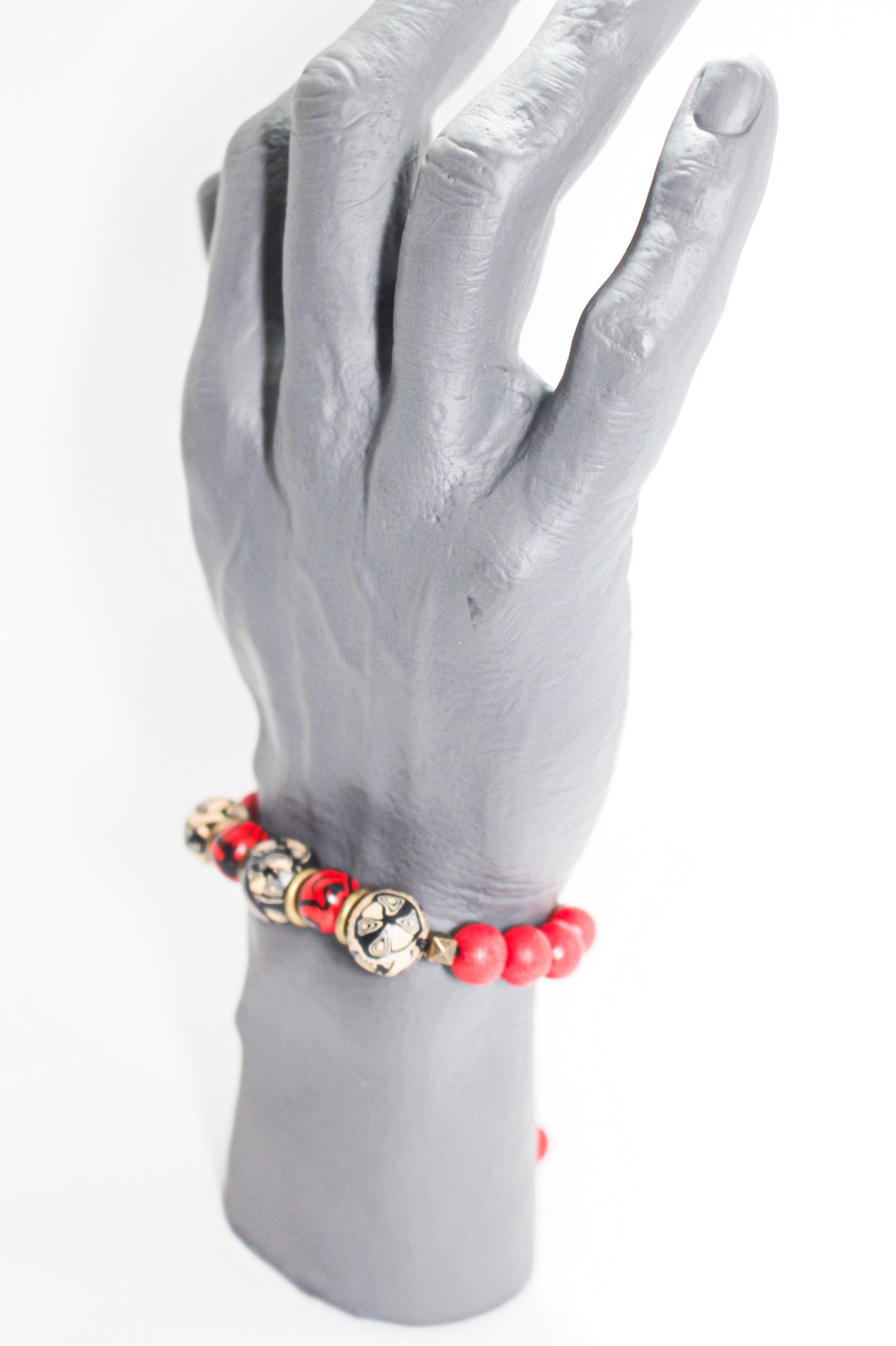 KD-SS010 The "Rebel" Red Hand-Rolled, Gender-Neutral Adjustable Bracelet