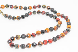 KD-0107 Knotted Tiger's Eye and Lava Necklace