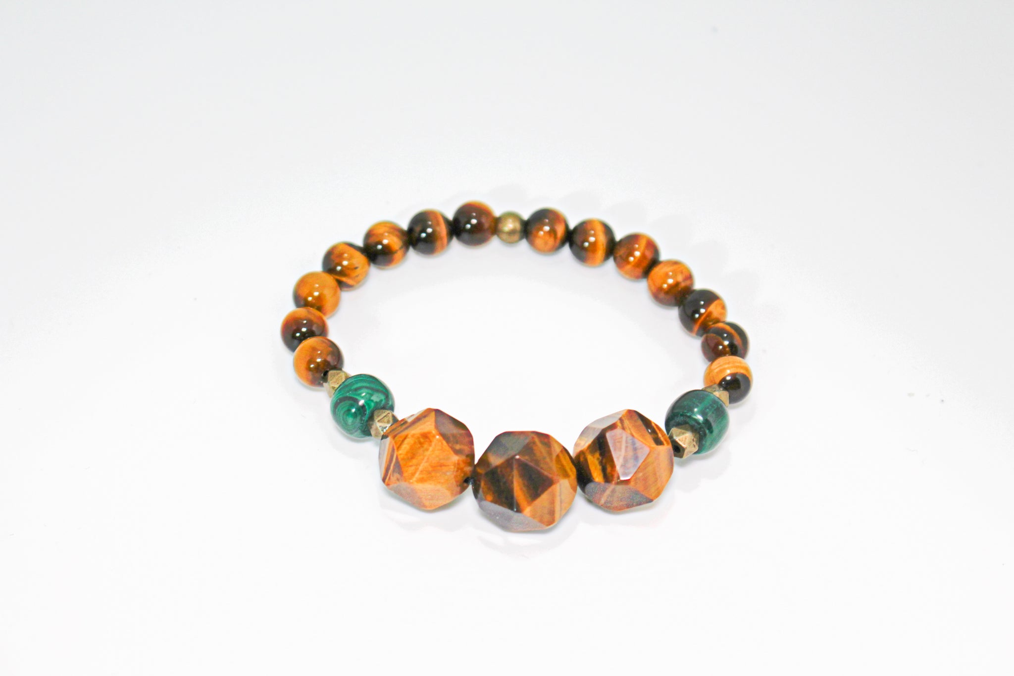 KD-0112 Tiger's Eye and Malachite Stretch Bracelet