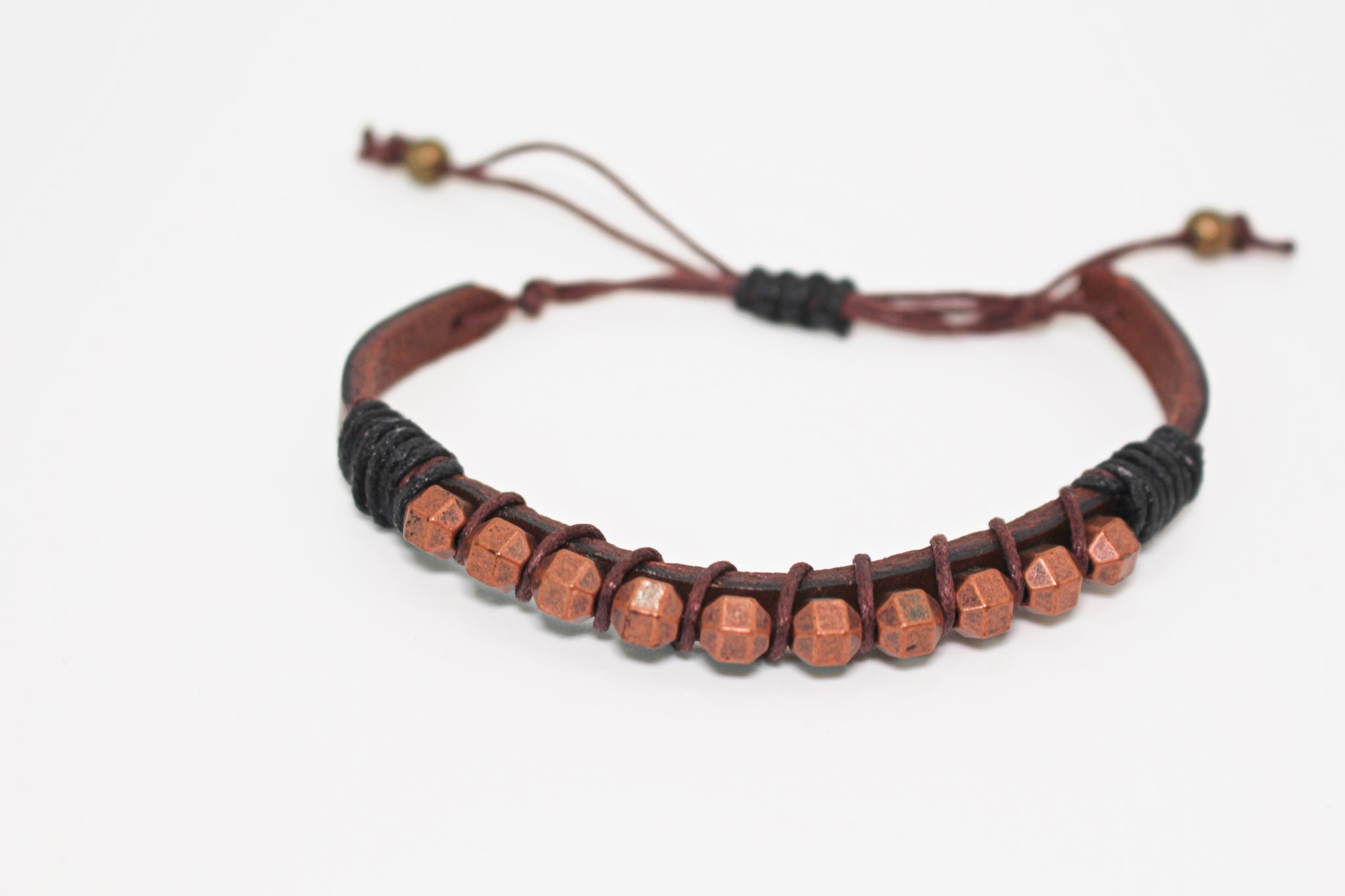 KD-0114 Metal and Leather Adjustable Bracelet