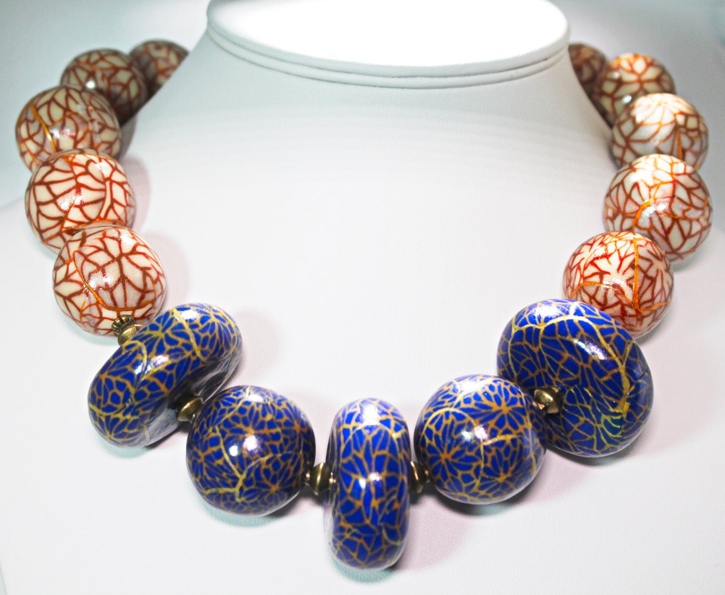 KD-0108 Chunky Artisan Statement Choker Necklace #1 (Limited Series) Blue/Gold