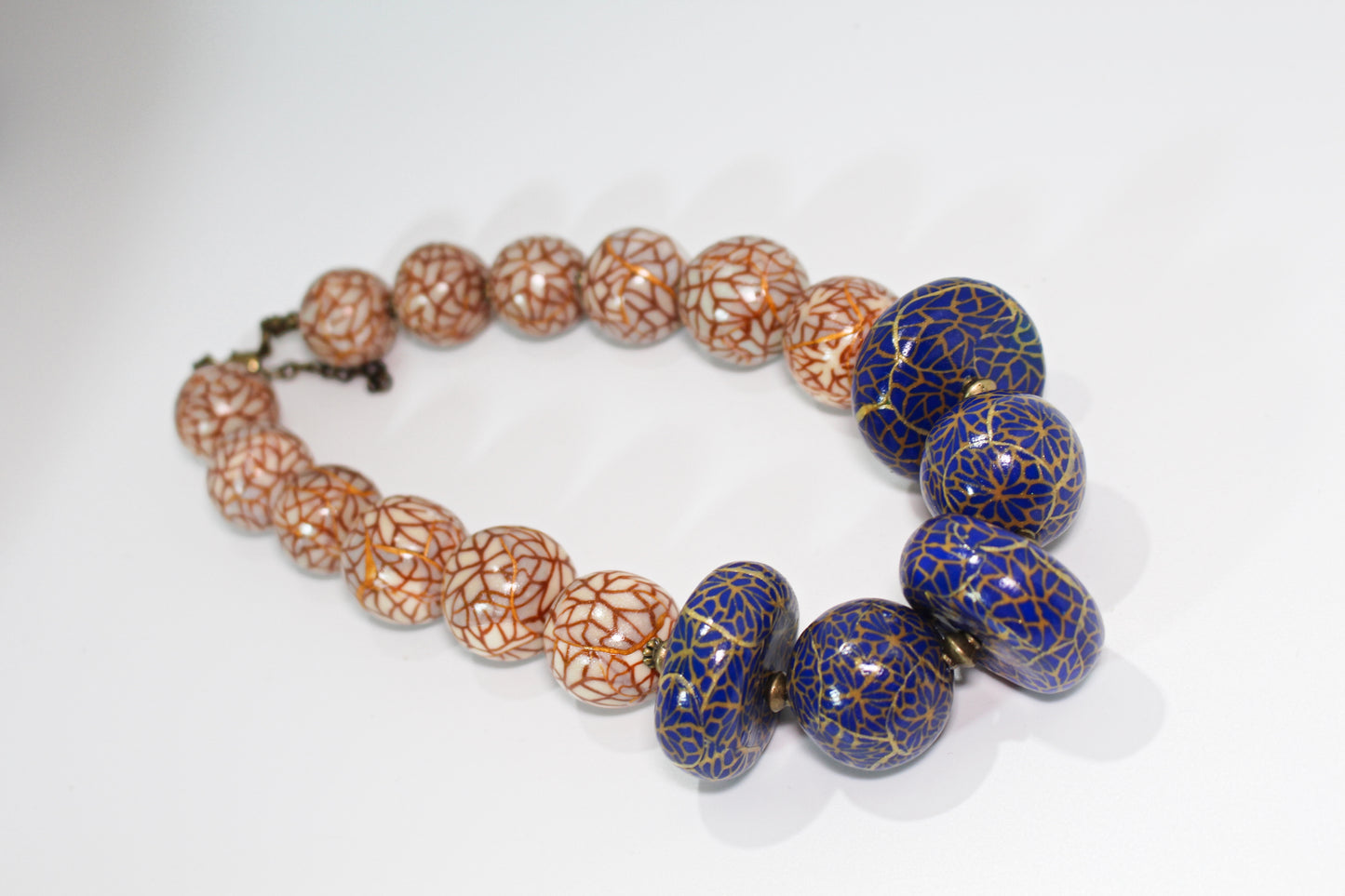 KD-0108 Chunky Artisan Statement Choker Necklace #1 (Limited Series) Blue/Gold