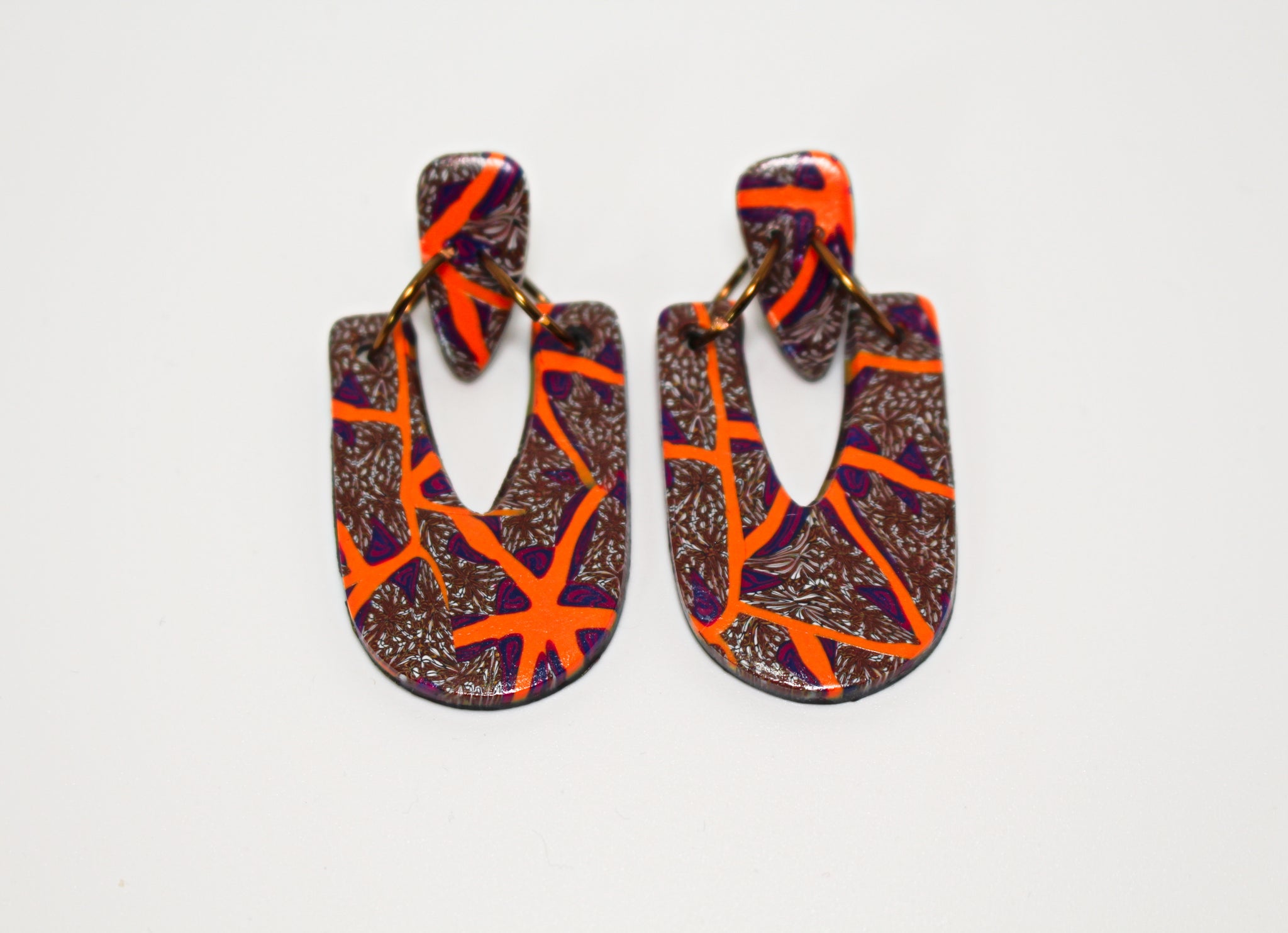 KD-0117 Orange Multi Post Earrings