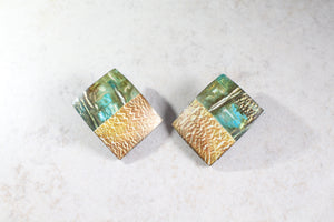 KD-0016 Crackle Effect Rectangular Post Earrings