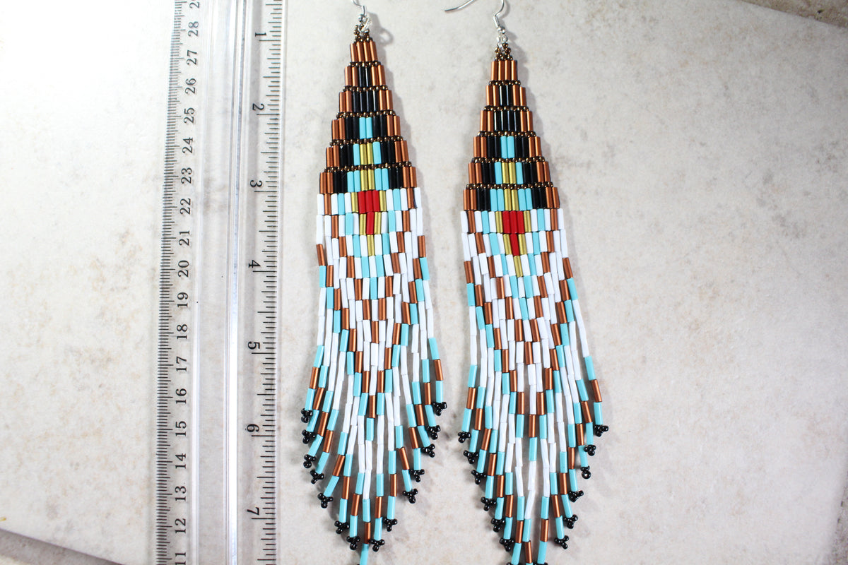 KD-0032 Long Shoulder Duster Beaded Earrings