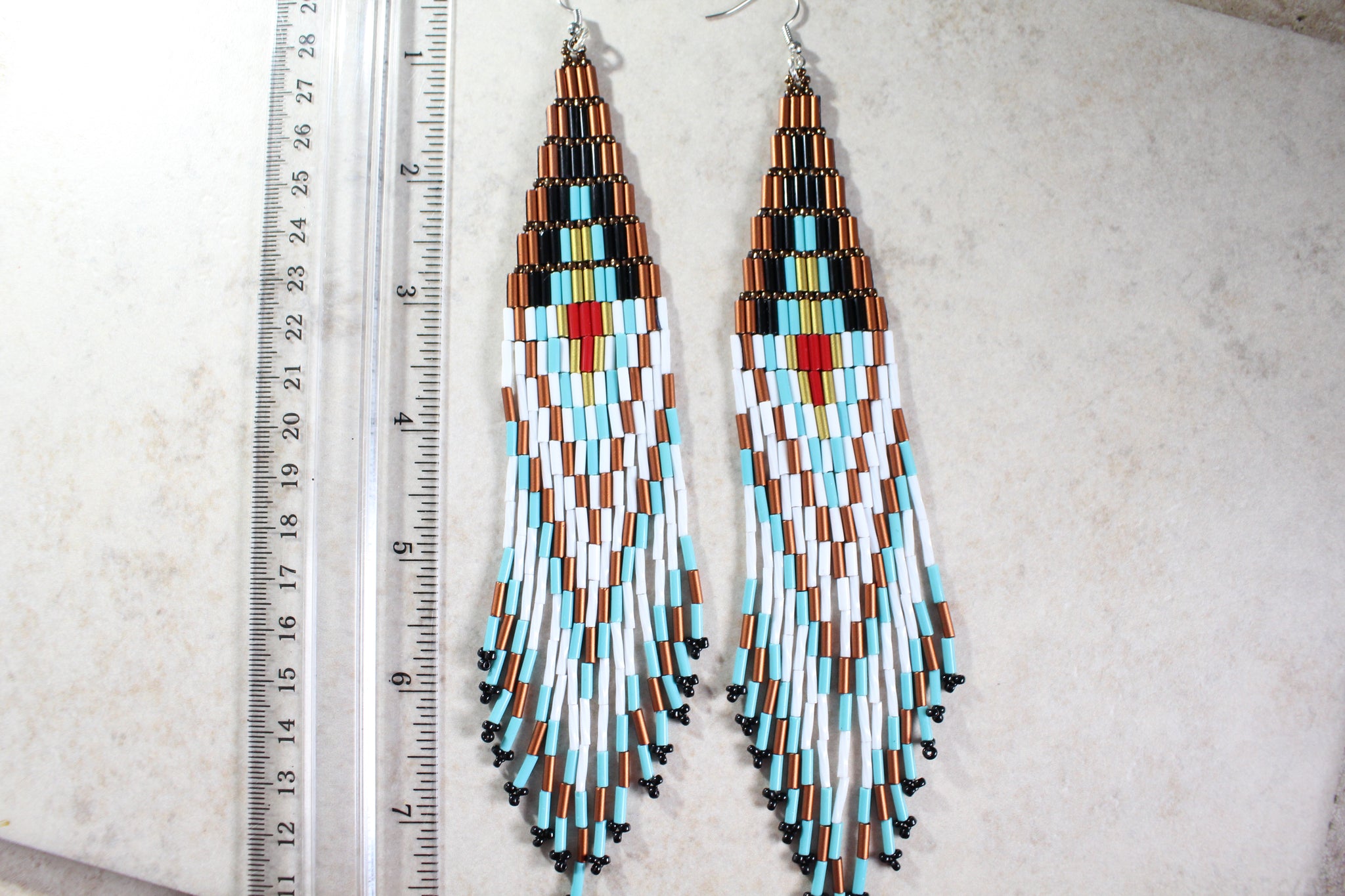 KD-0032 Long Shoulder Duster Beaded Earrings