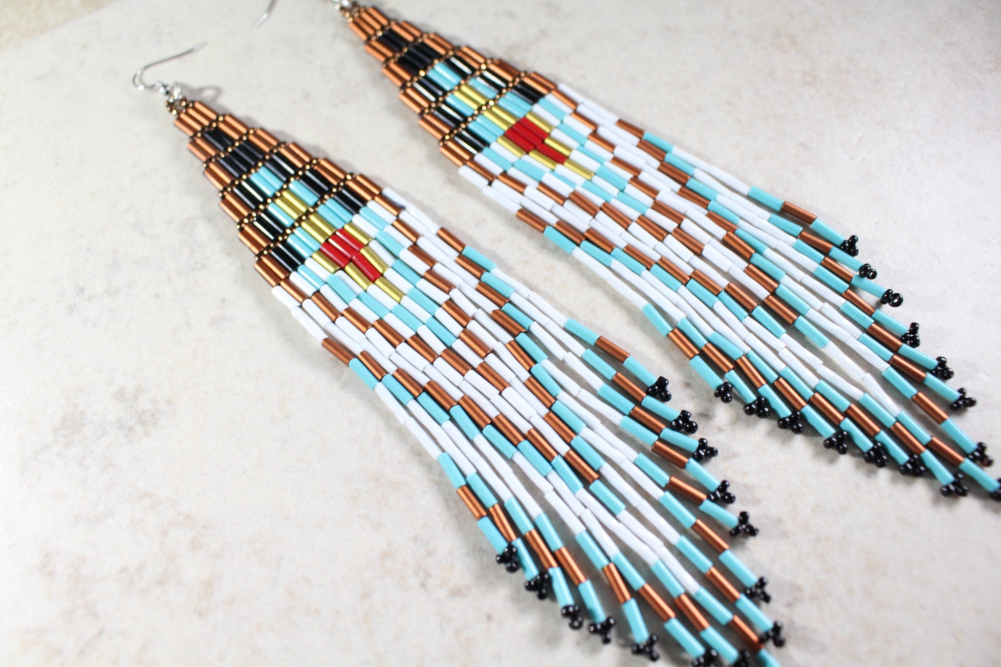 KD-0032 Long Shoulder Duster Beaded Earrings