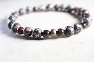 KD-0054 Red Tiger's Eye and Howlite Stone Bracelet