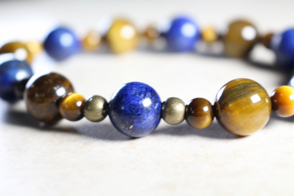 KD-0057 Lapis Lazuli and Tiger's Eye Bracelet