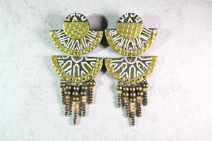 KD-0071 Tiered Carved Crystal Beaded Studs