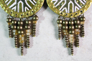 KD-0071 Tiered Carved Crystal Beaded Studs