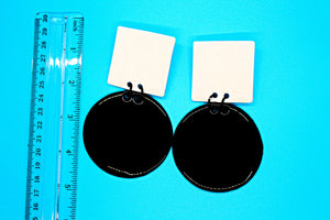 KD-0098a "Dalia" White and Black Modern Drop Post Earrings