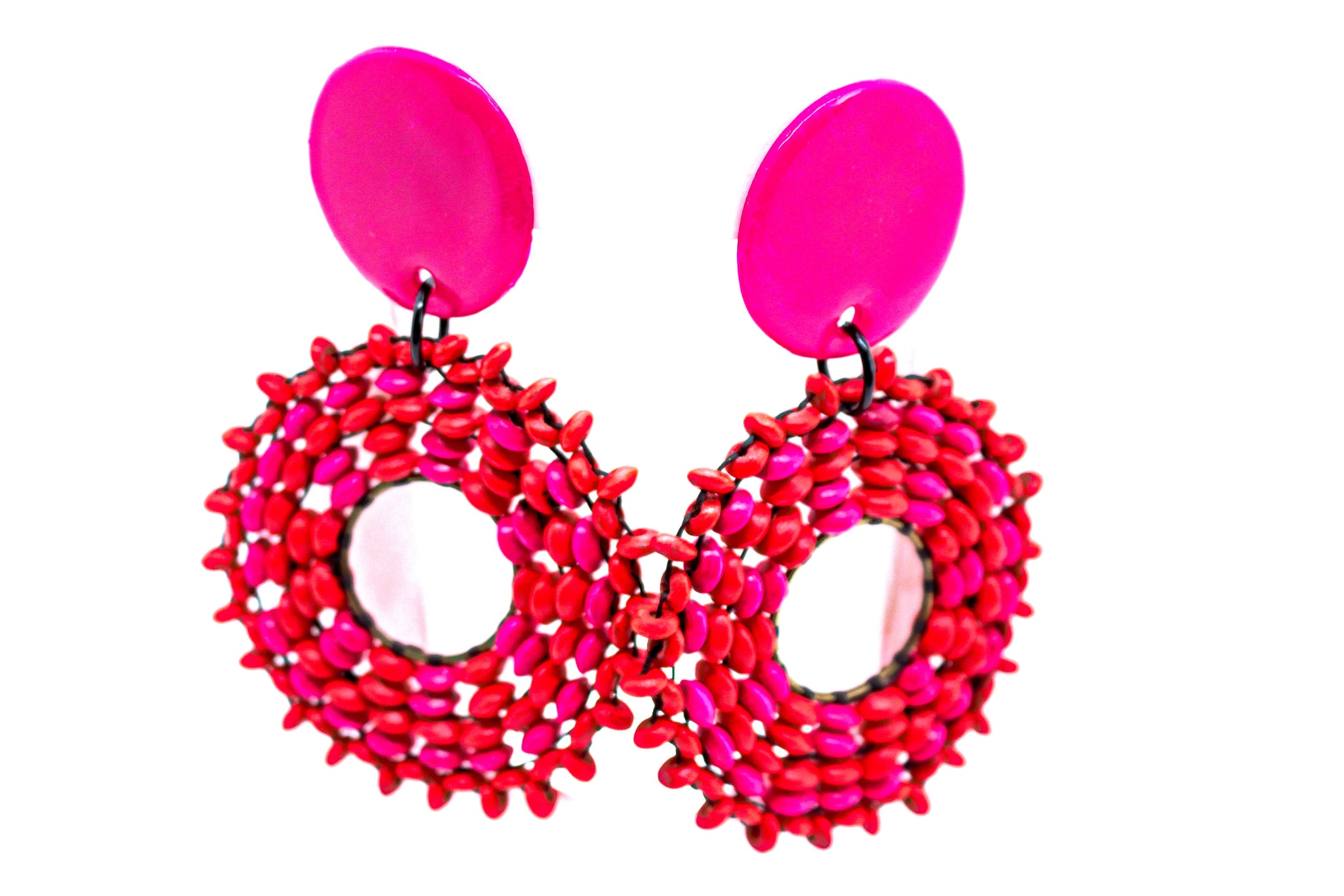 KD-1104 Maximalist Pink & Red Beaded Posts