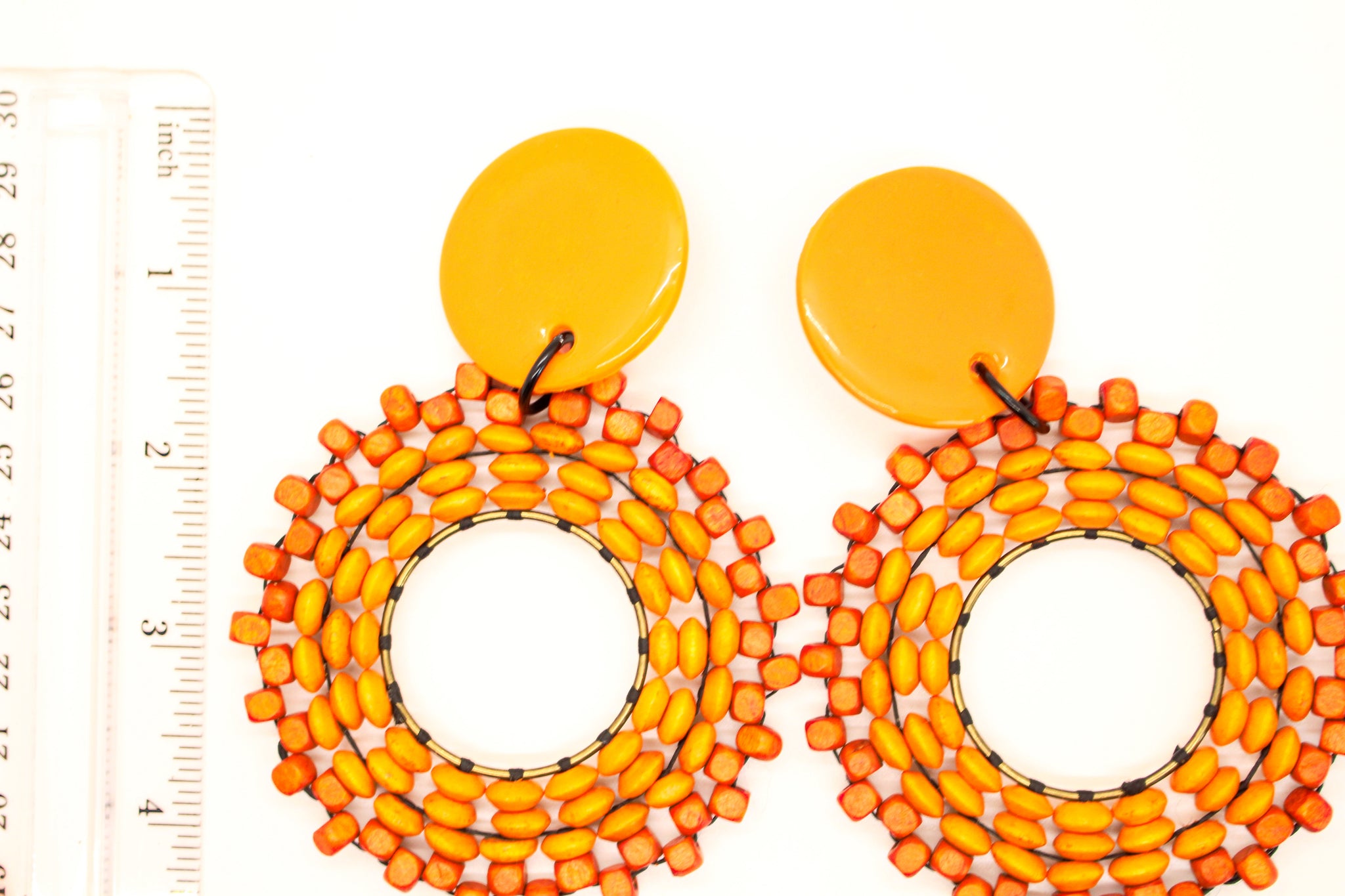KD-1105 Maximalist Orange Beaded Post Earrings