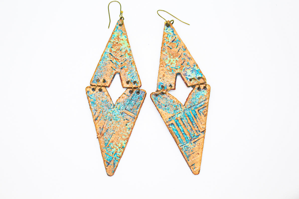 KD-1123 Artisan Patina Textured Boho Drops