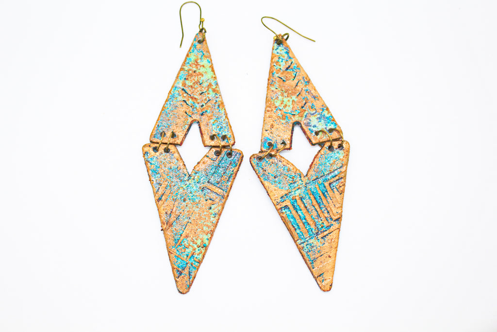 KD-1123 Artisan Patina Textured Boho Drops