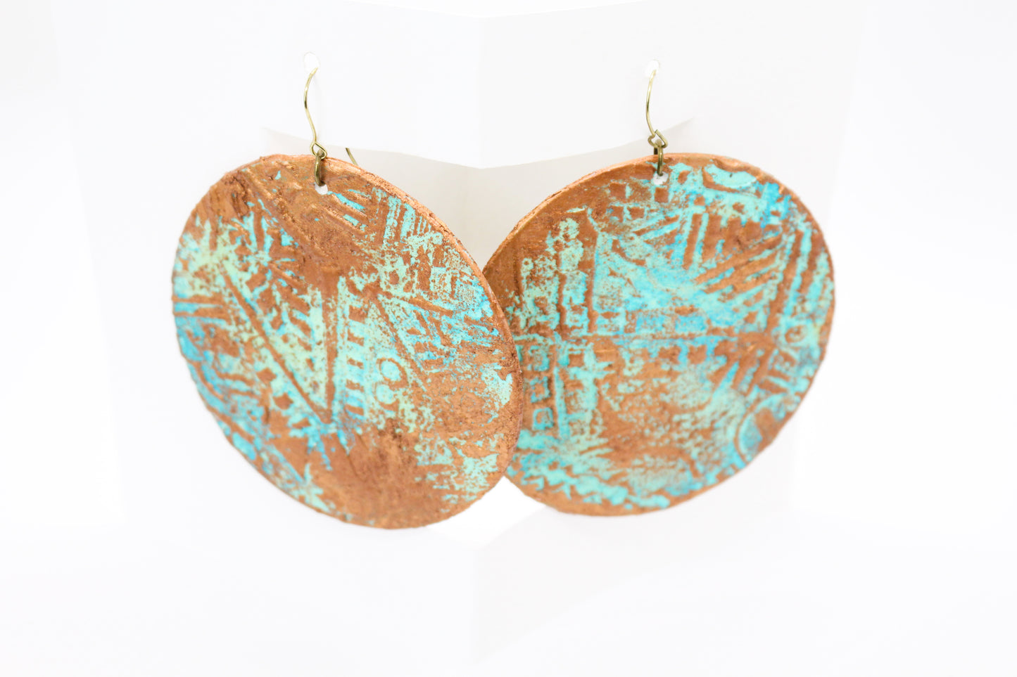KD-1115 Artisan Boho Patina Round Textured Tribal Drop