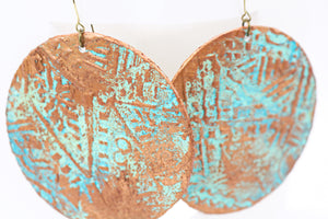 KD-1115 Artisan Boho Patina Round Textured Tribal Drop