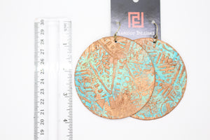 KD-1115 Artisan Boho Patina Round Textured Tribal Drop