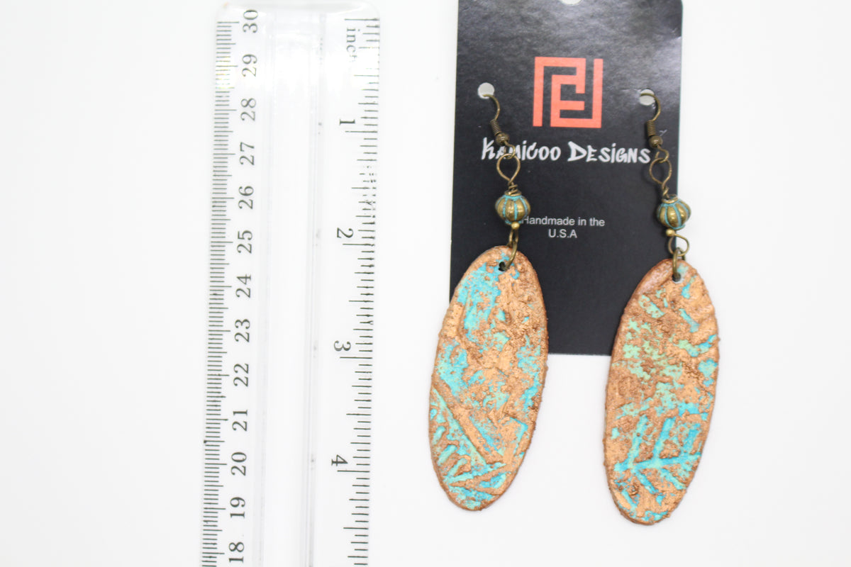 KD-1126 Oval Artisan Patina Textured Boho Drops