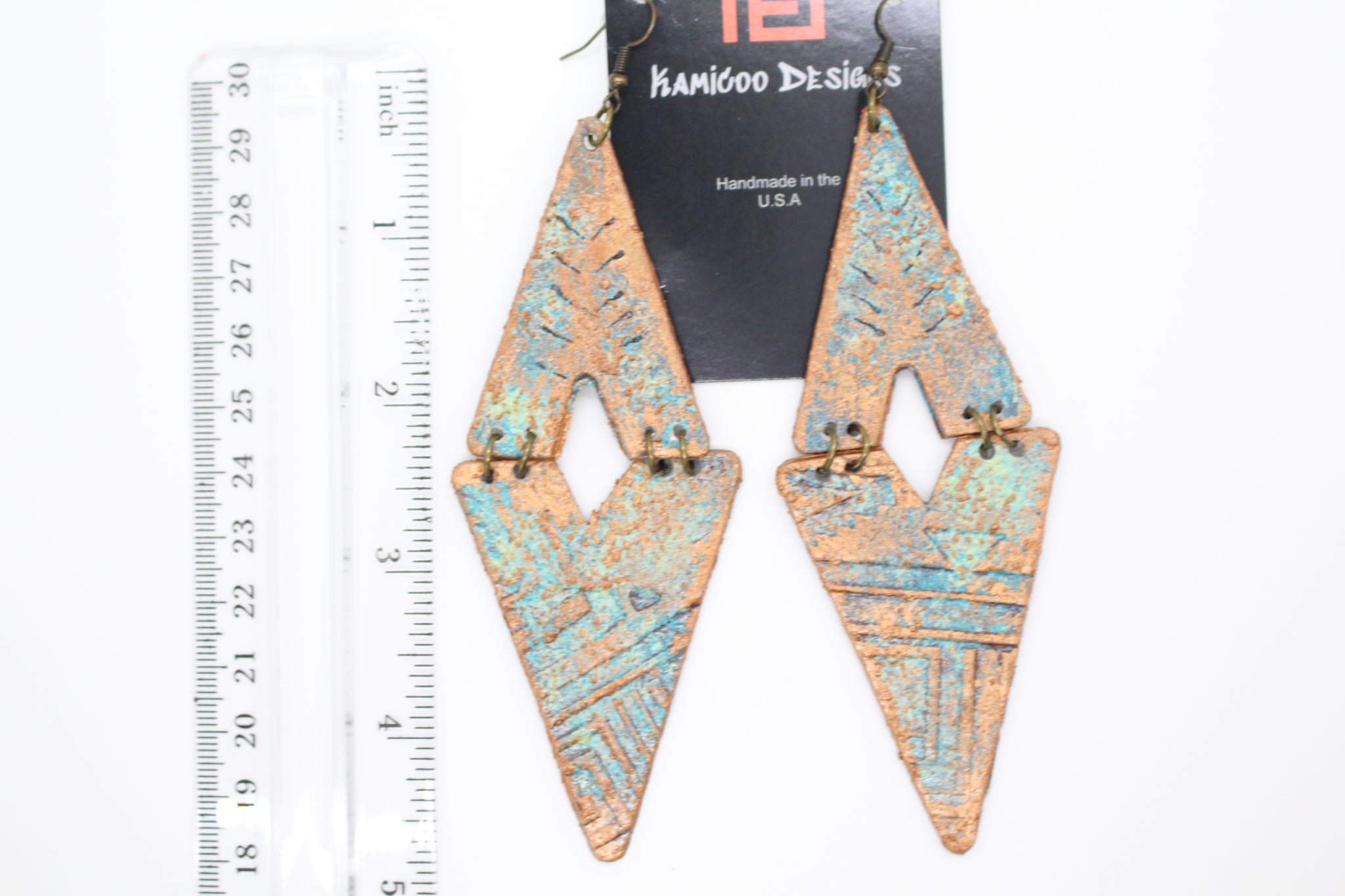 KD-1123 Artisan Patina Textured Boho Drops