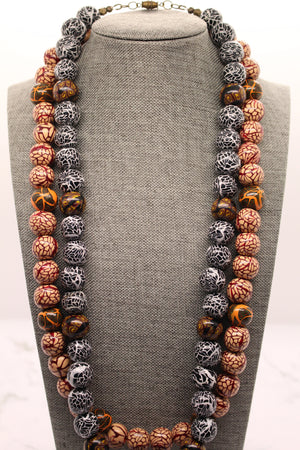 KD-SS003 The "Marooned" Maroon Color Mix, Hand-Rolled, 22 Inch Gender Neutral Necklace