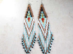 KD-0032 Long Shoulder Duster Beaded Earrings